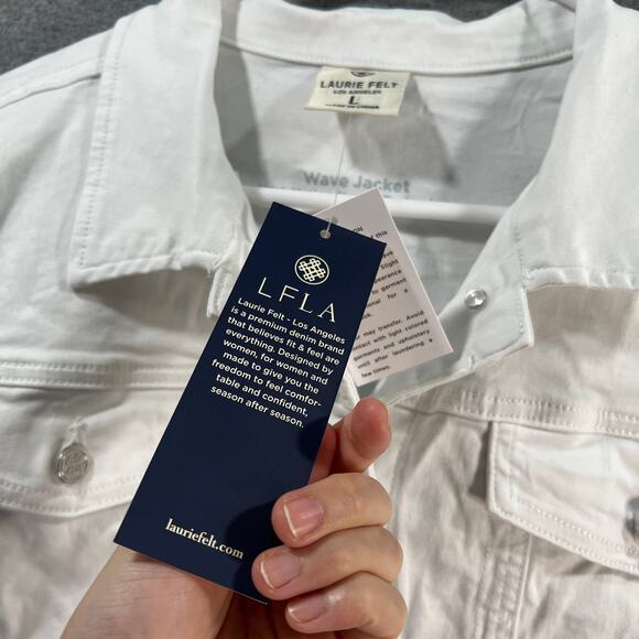 Laurie Felt Wave Denim Jacket with Embroidery White Size Large - Picture 5 of 15